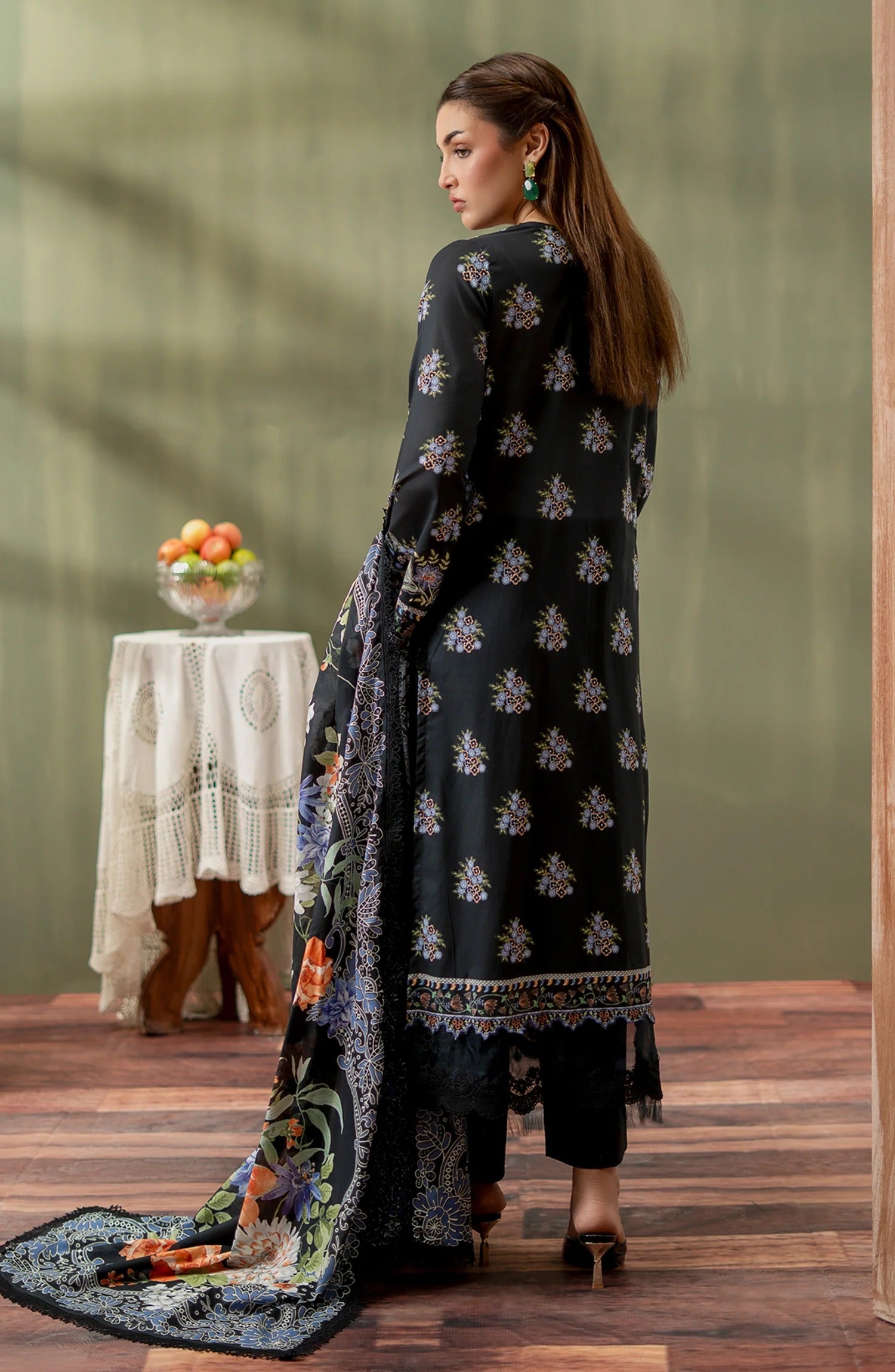 Mausummery Digital Printed Lawn Unstitched 3 Piece Suit - 08 Gul e nargis - MU25SPN - Black - Spring Summer Collection