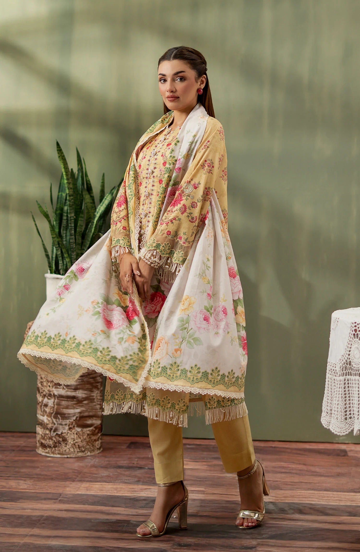 Mausummery Digital Printed Lawn Unstitched 3 Piece Suit - 06 Gul-e-Nargis - MU25SPN - Yellow - Spring Summer Collection