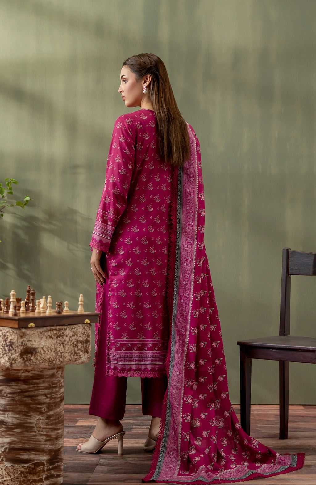 Mausummery Digital Printed Lawn Unstitched 3 Piece Suit - 11 Gulab - MU25SPN - Pink - Spring Summer Collection