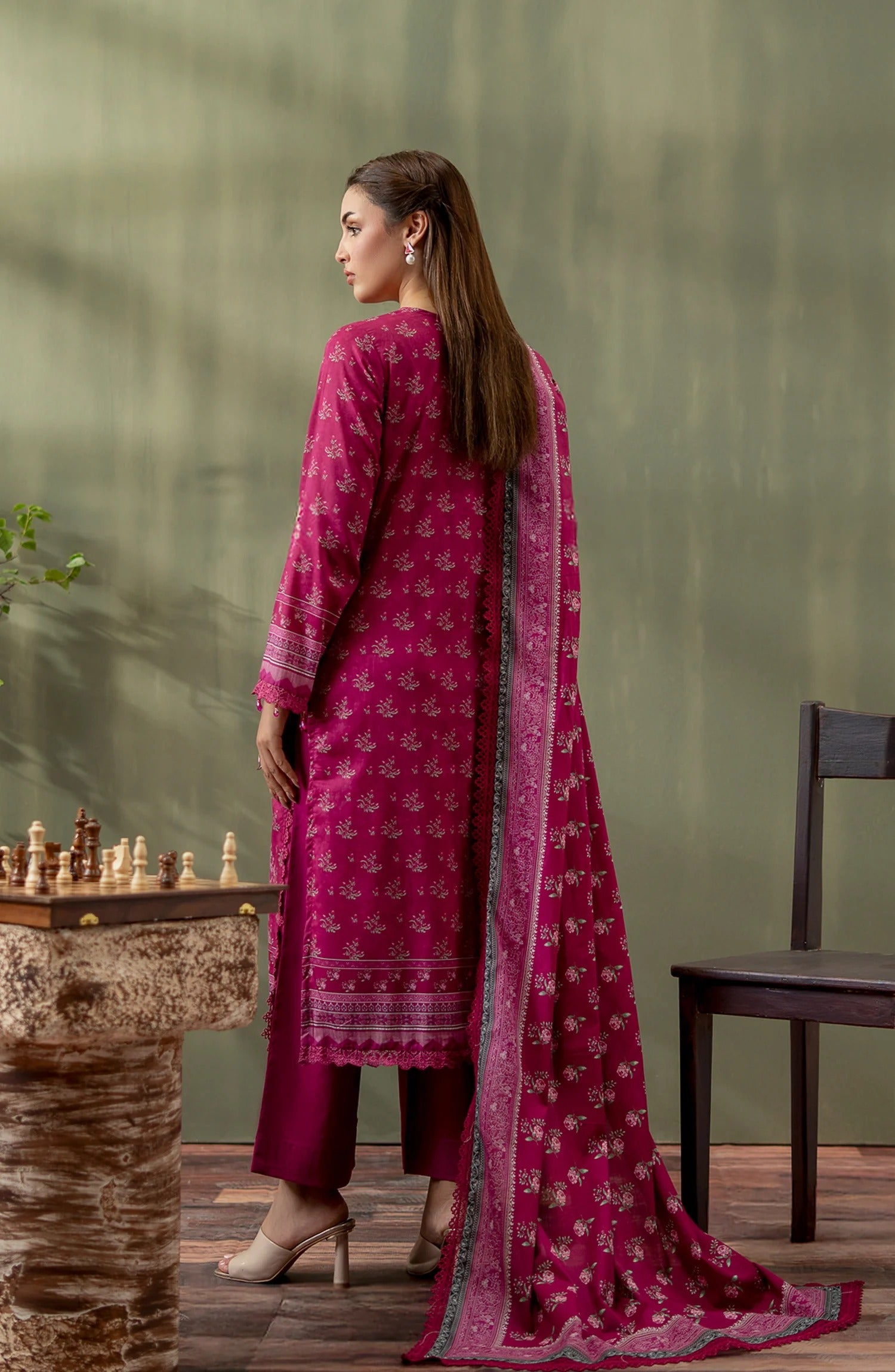 Mausummery Digital Printed Lawn Unstitched 3 Piece Suit - 11 Gulab - MU25SPN - Pink - Spring Summer Collection