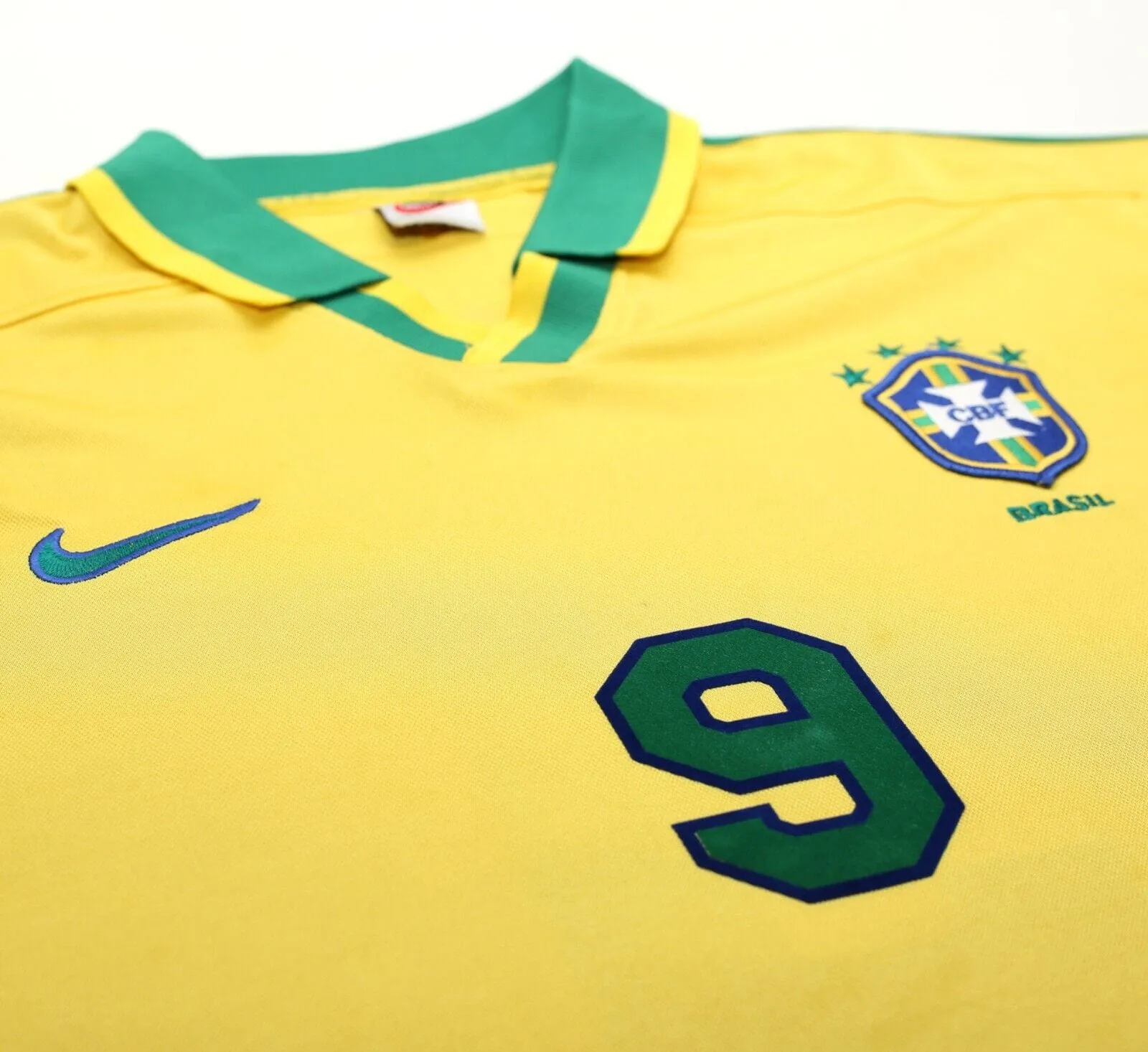 1997/98 RONALDO #9 Brazil Vintage Nike Home Football Shirt (L) Le Tournoi