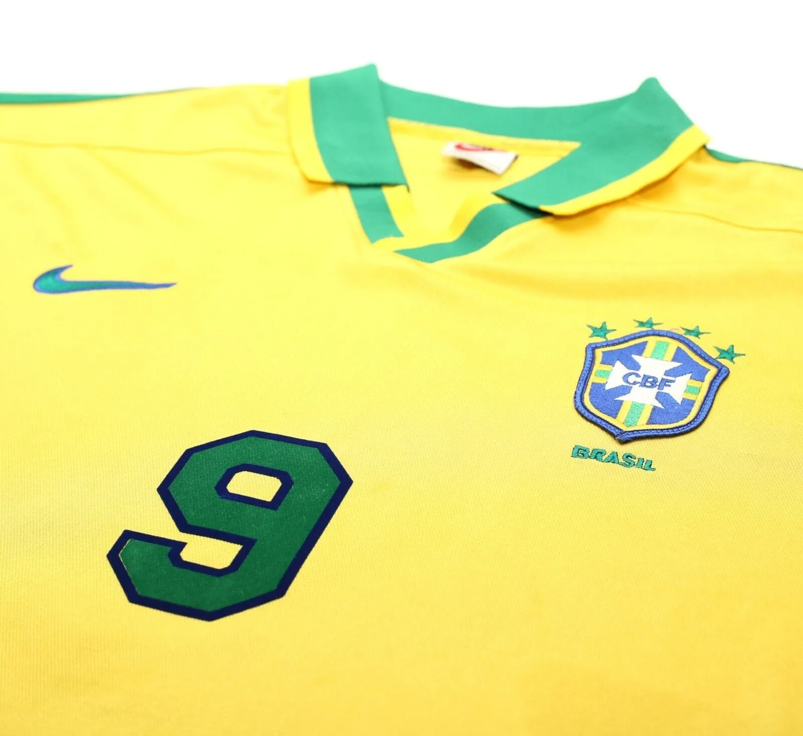 1997/98 RONALDO #9 Brazil Vintage Nike Home Football Shirt (L) Le Tournoi