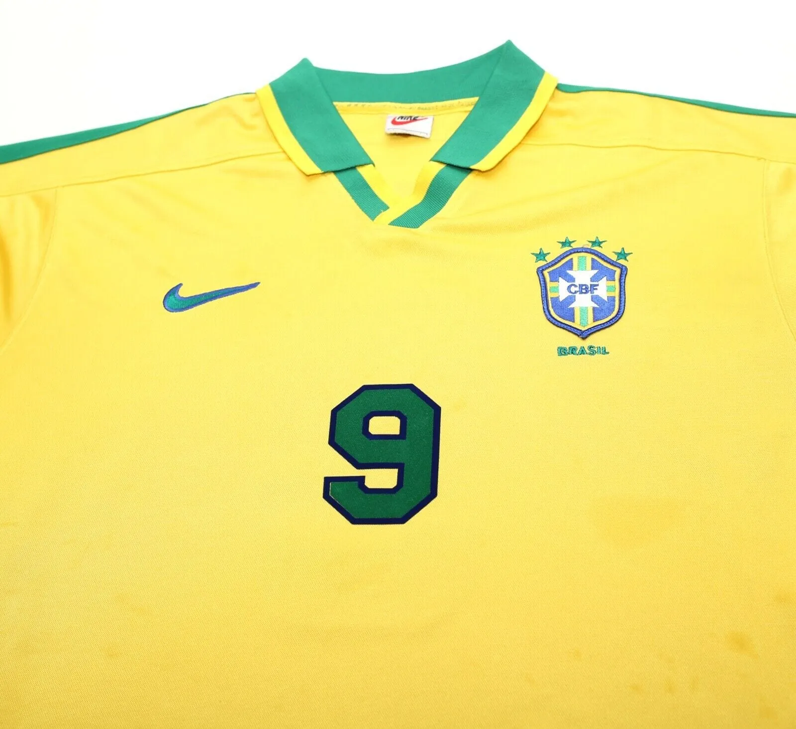 1997/98 RONALDO #9 Brazil Vintage Nike Home Football Shirt (L) Le Tournoi