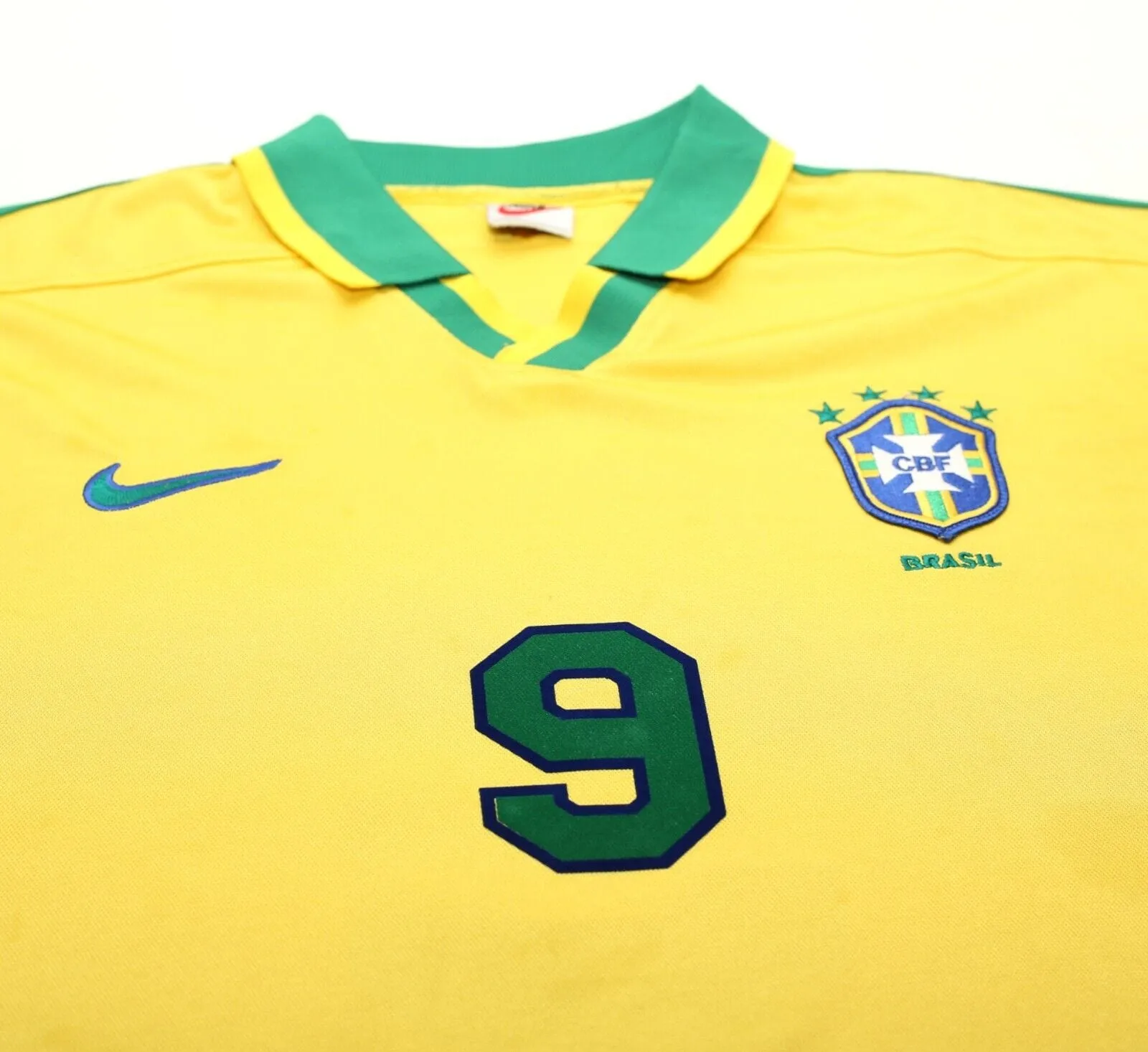 1997/98 RONALDO #9 Brazil Vintage Nike Home Football Shirt (L) Le Tournoi