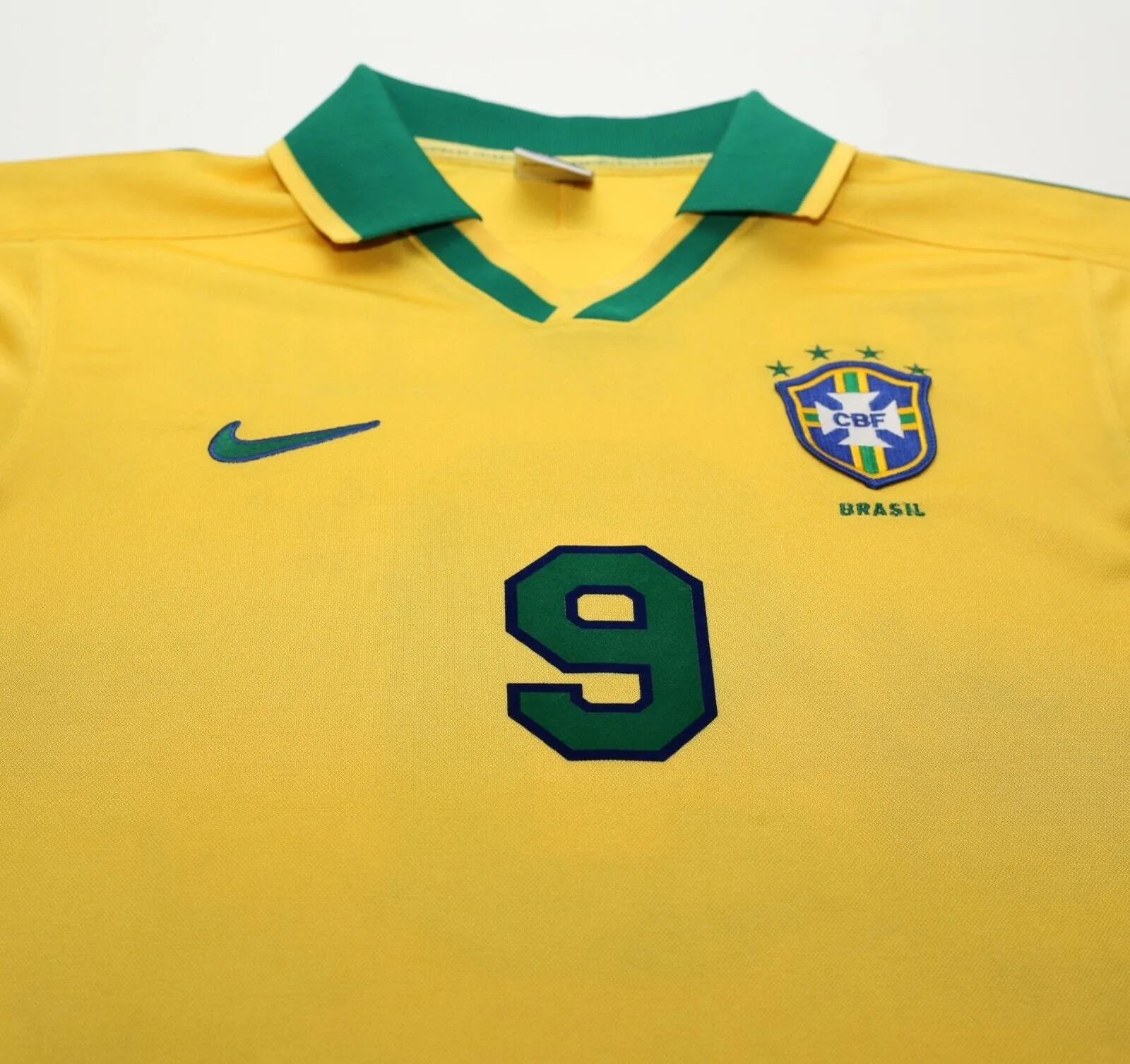 1997/98 RONALDO #9 Brazil Vintage Nike Home Football Shirt (S) Le Tournoi