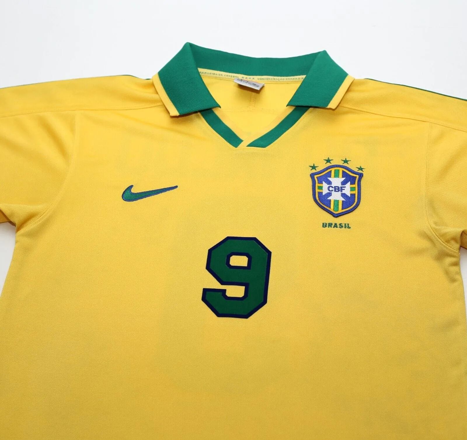 1997/98 RONALDO #9 Brazil Vintage Nike Home Football Shirt (S) Le Tournoi