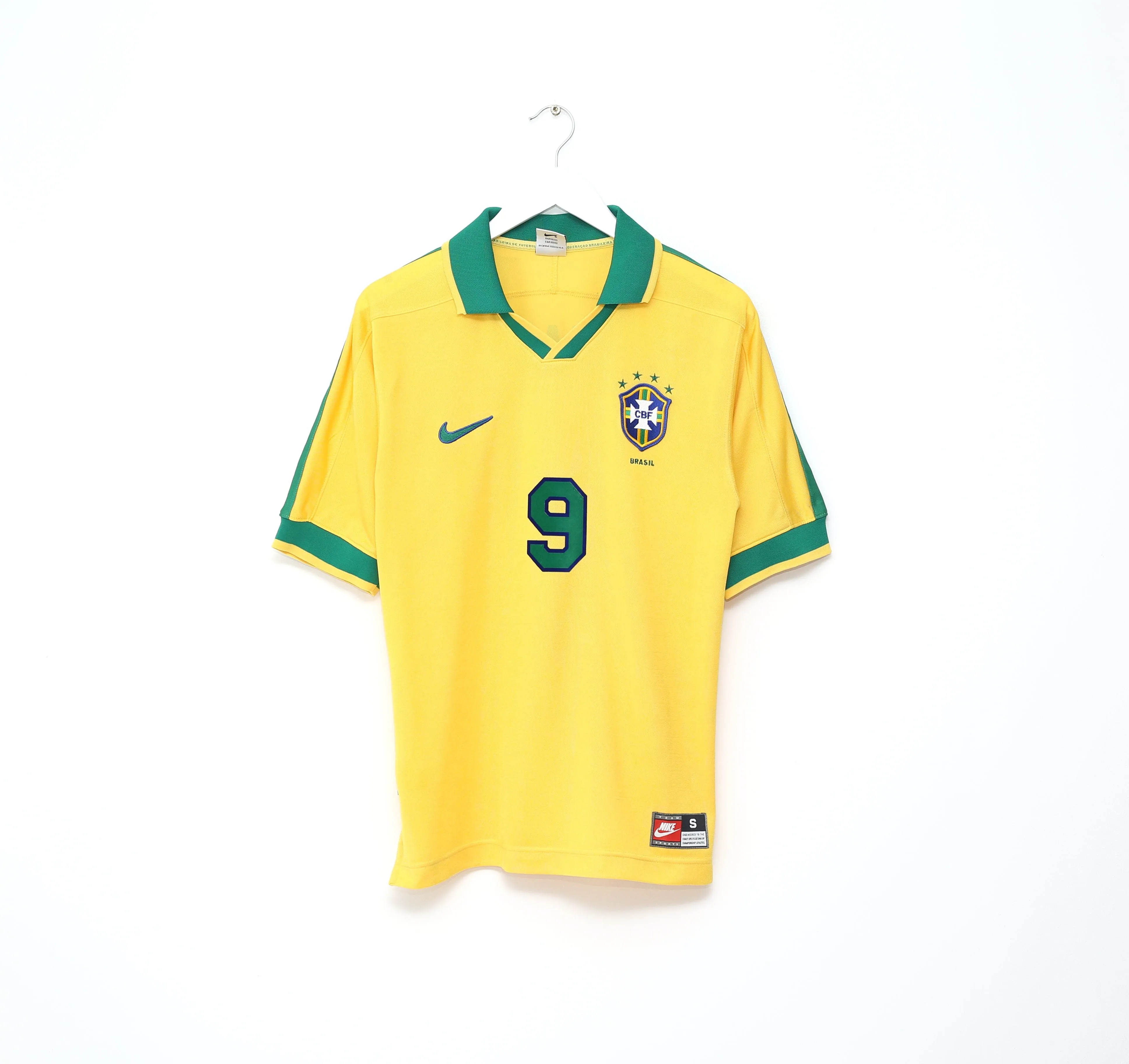 1997/98 RONALDO #9 Brazil Vintage Nike Home Football Shirt (S) Le Tournoi