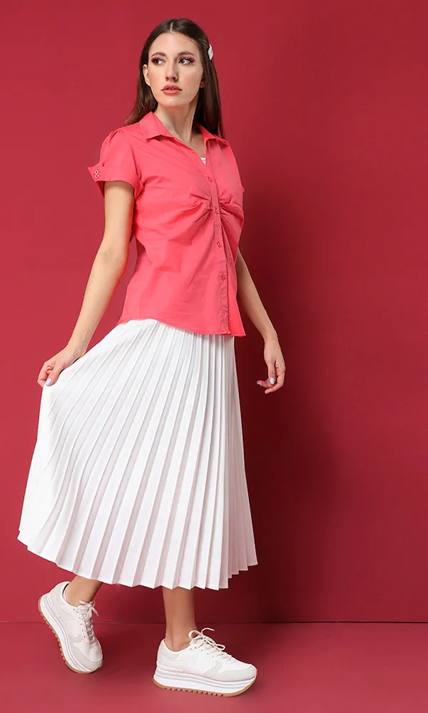 27141 Buttoned Short Sleeves Coral Basic Shirt