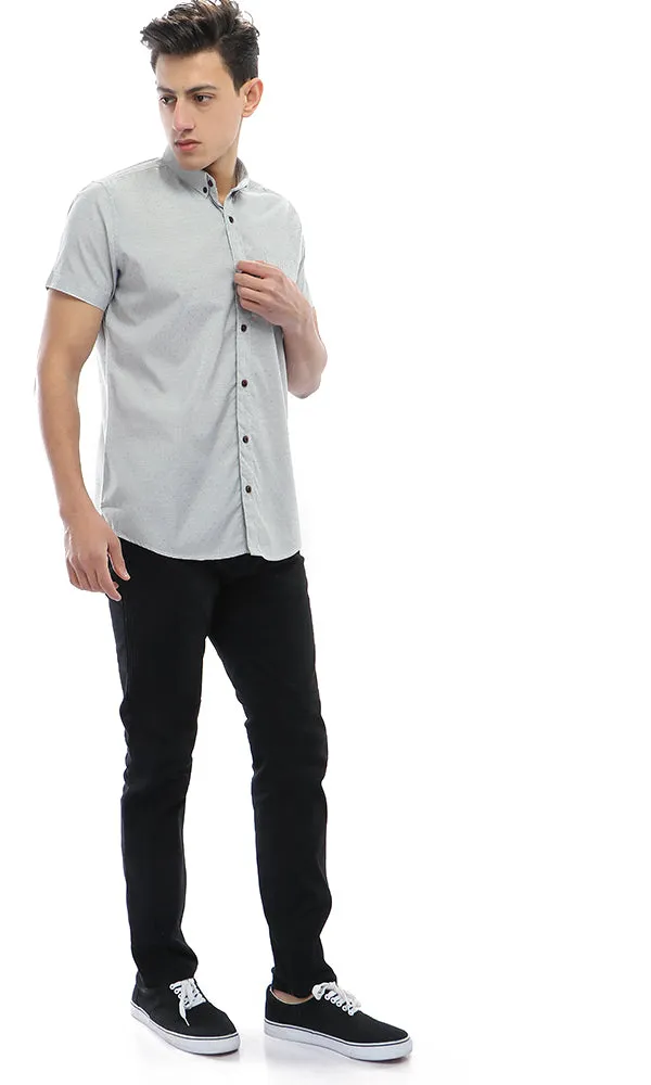 48230 Stitched Dot Short Sleeves Shirt - Light Grey