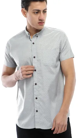 48230 Stitched Dot Short Sleeves Shirt - Light Grey