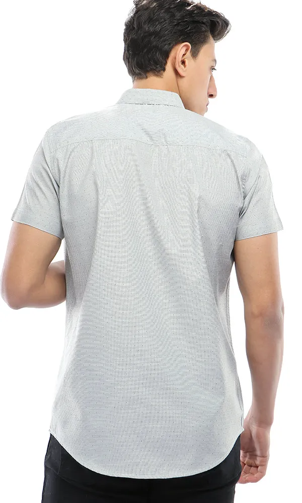 48230 Stitched Dot Short Sleeves Shirt - Light Grey