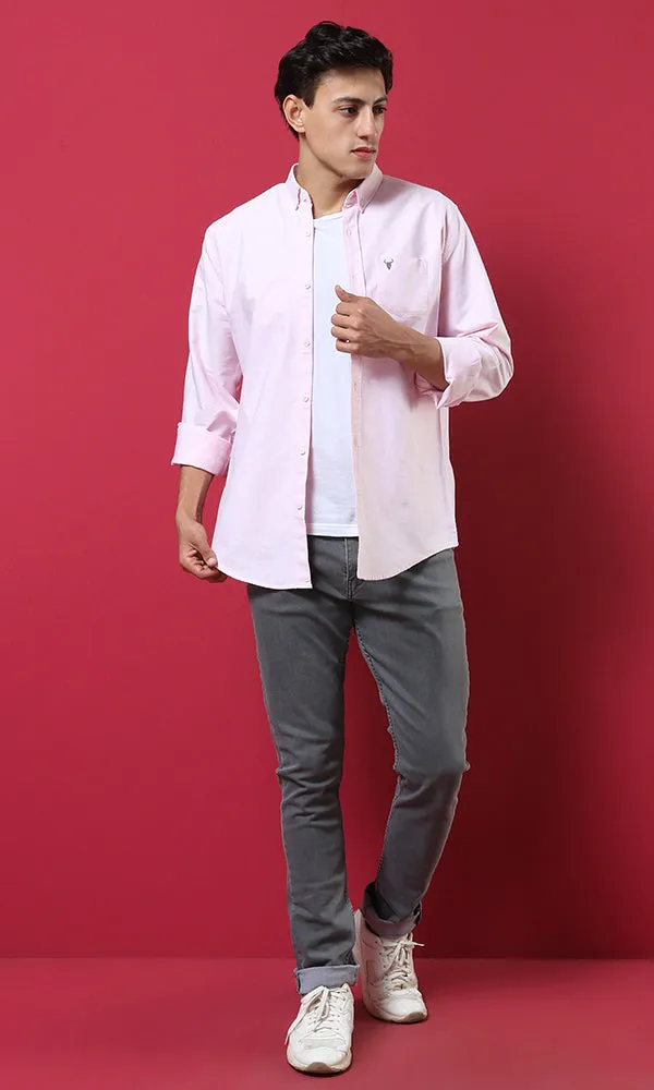 51608 Simple Elegant Light Pink Shirt With Breast Pocket