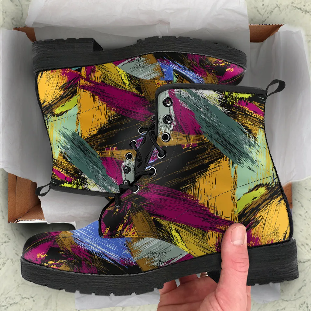 Abstract Paint Custom Leather Boots