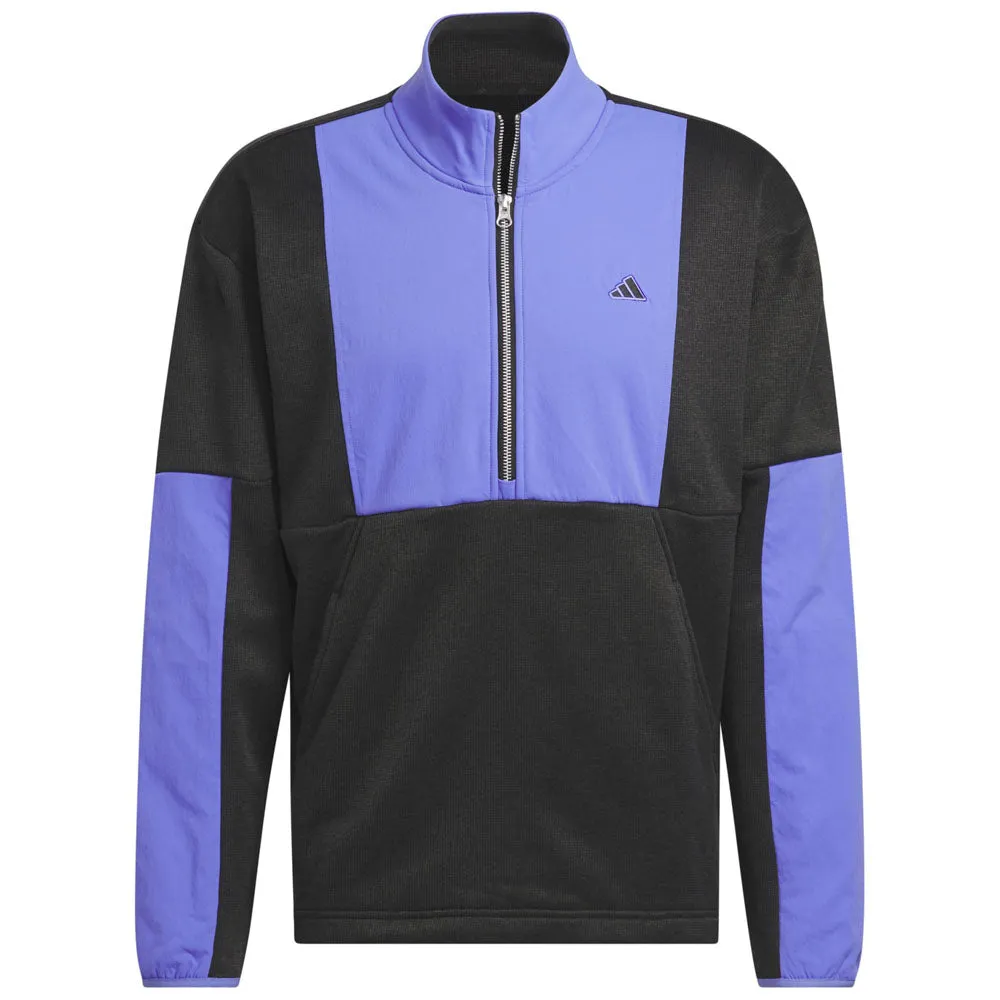 adidas Go-To DWR Hybrid 1/2 Zip Pullover - Black/Cobalt Blue