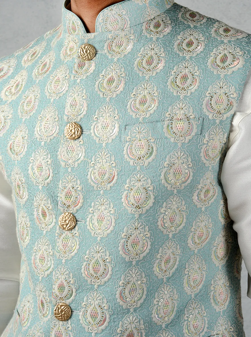 Aqua Green Bandhgala Jacket | TULA