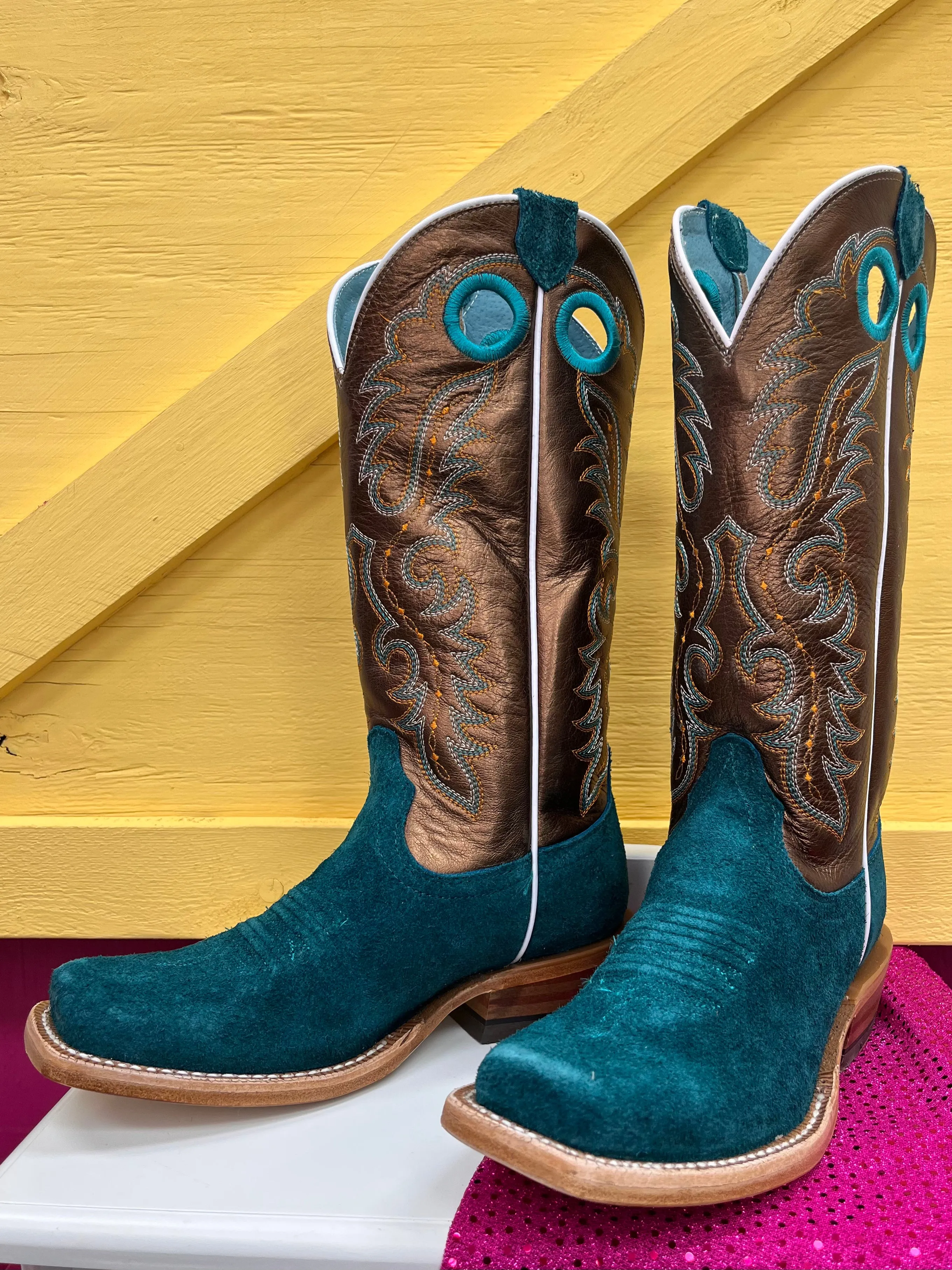 Ariat Women's Futurity Boon Ancient Turquoise Roughout Cowgirl Boots 10044399