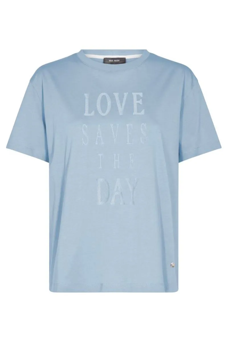 Asa O-SS Tee | Cashmere Blue | T-shirt fra Mos Mosh