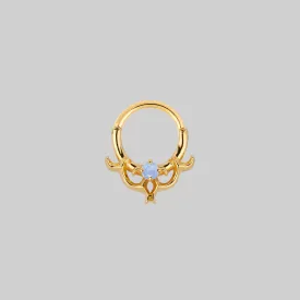 AURORA. Cosmic Waves Opalite Septum Clicker Ring - Gold