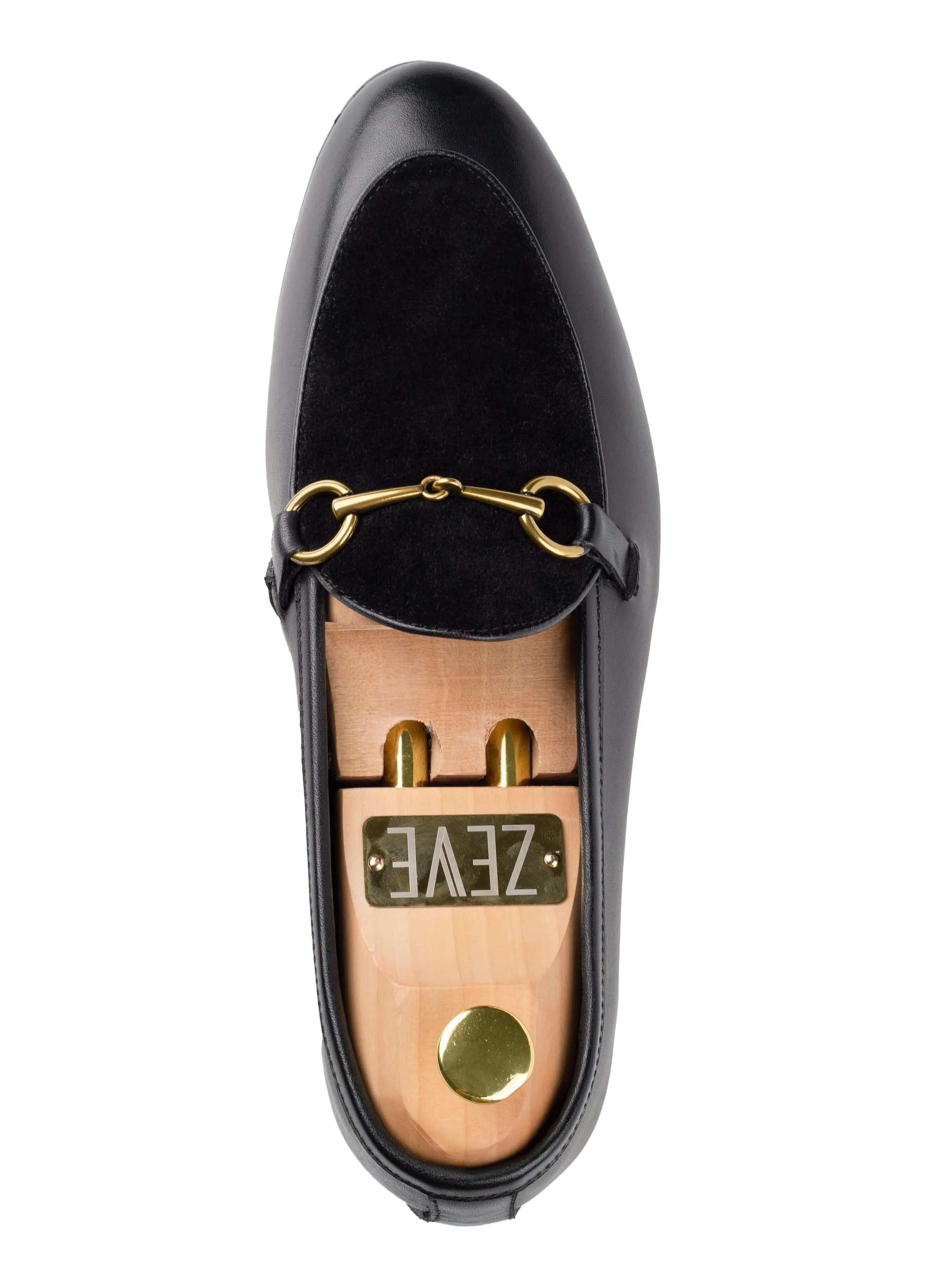 Belgian Loafer Horsebit Buckle - Solid Black & Suede (Gold Buckle)