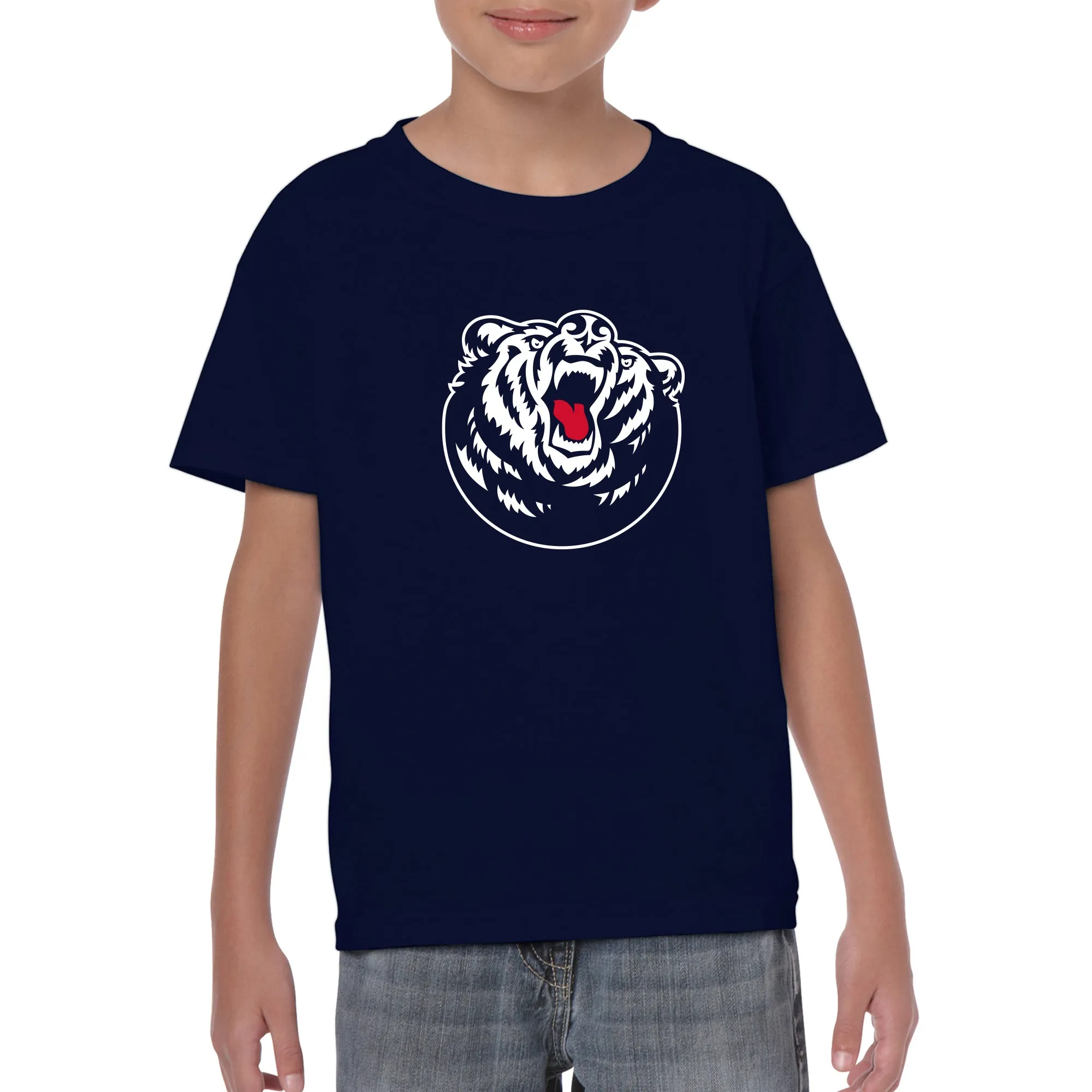 Belmont University Bruins Primary Logo Youth Basic Cotton Short Sleeve T Shirt - Navy