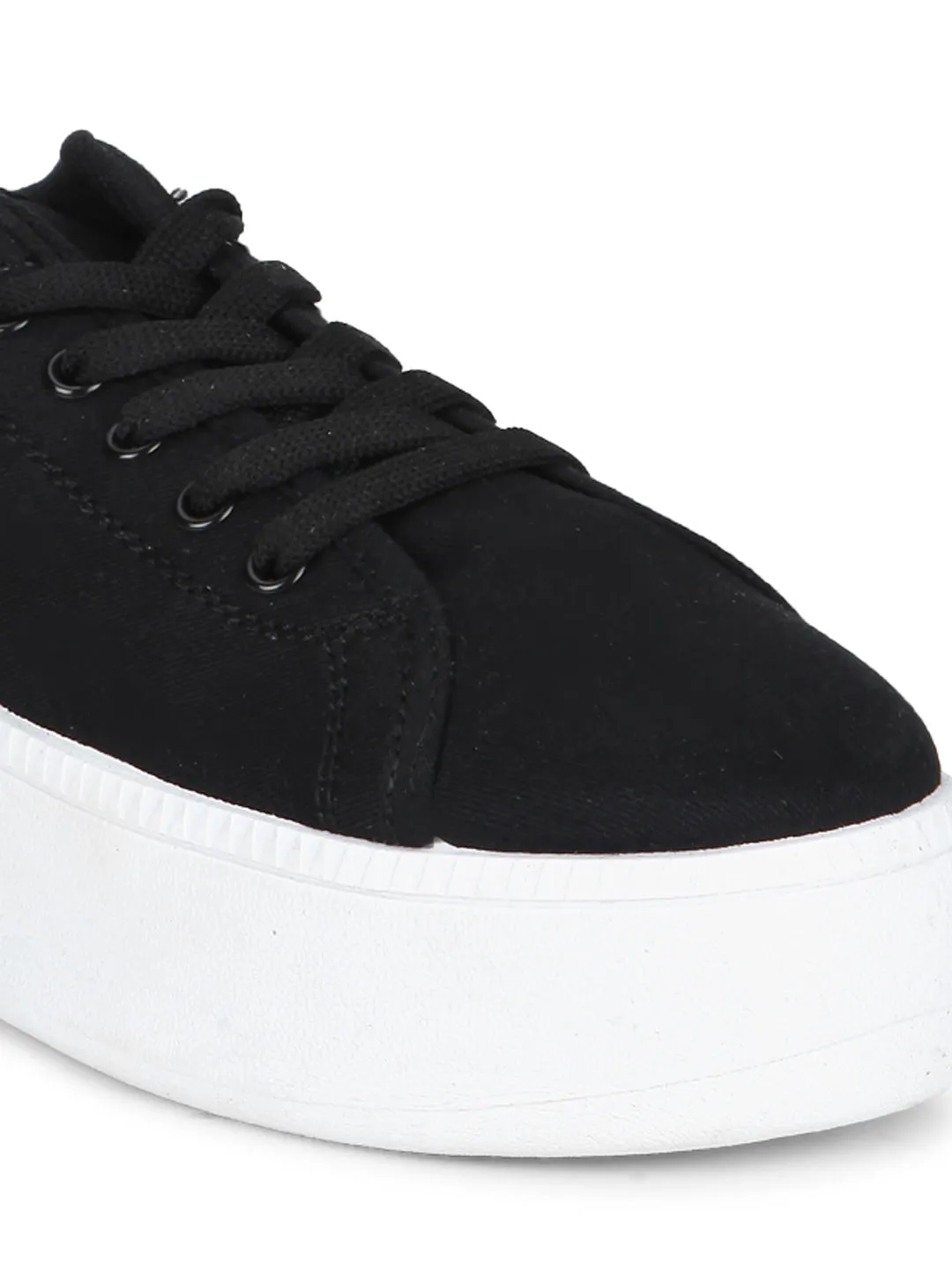 Black Canvas Lace-Up Sneakers