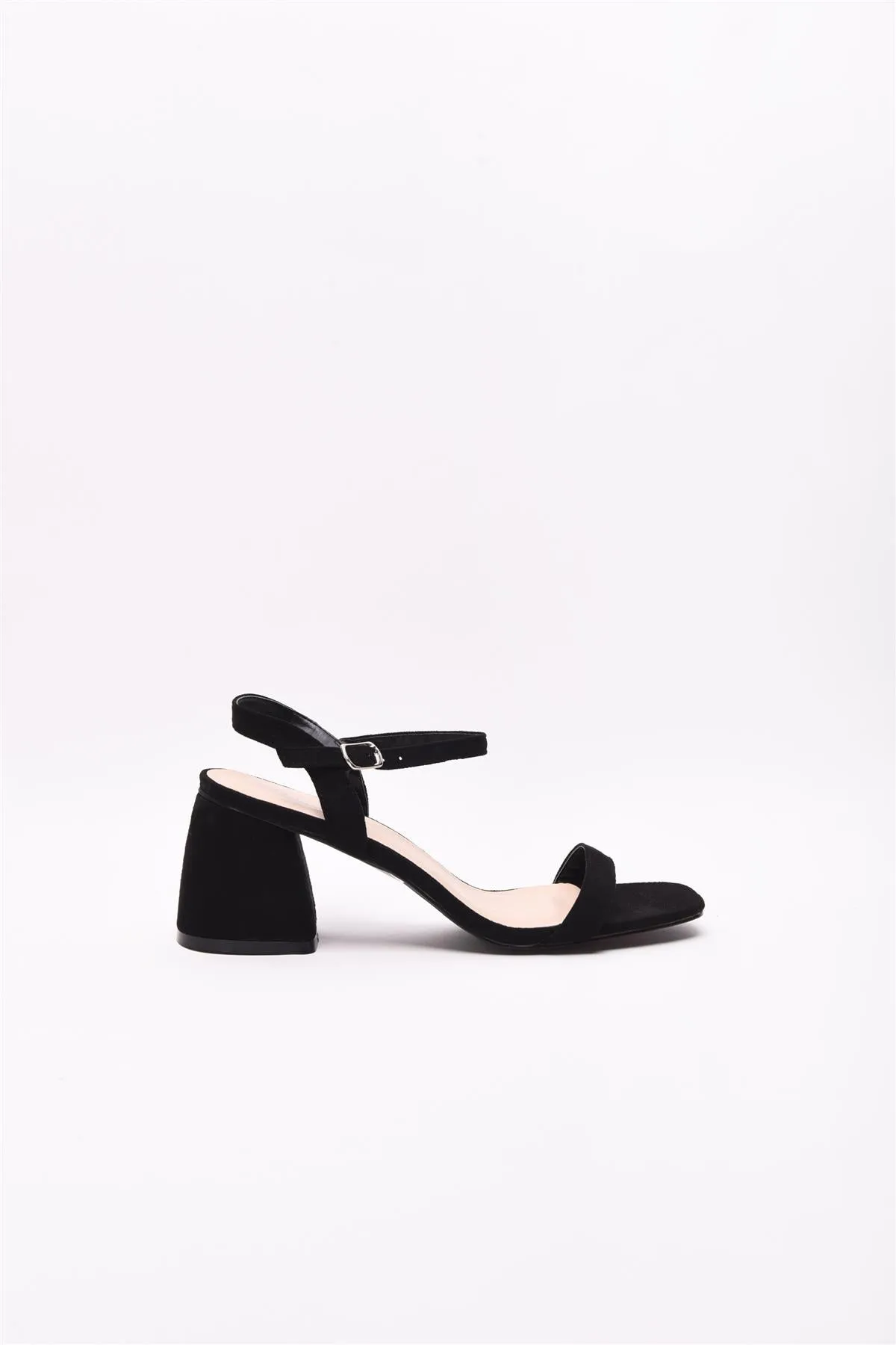 Black-Microfibre Heeled-Sandals