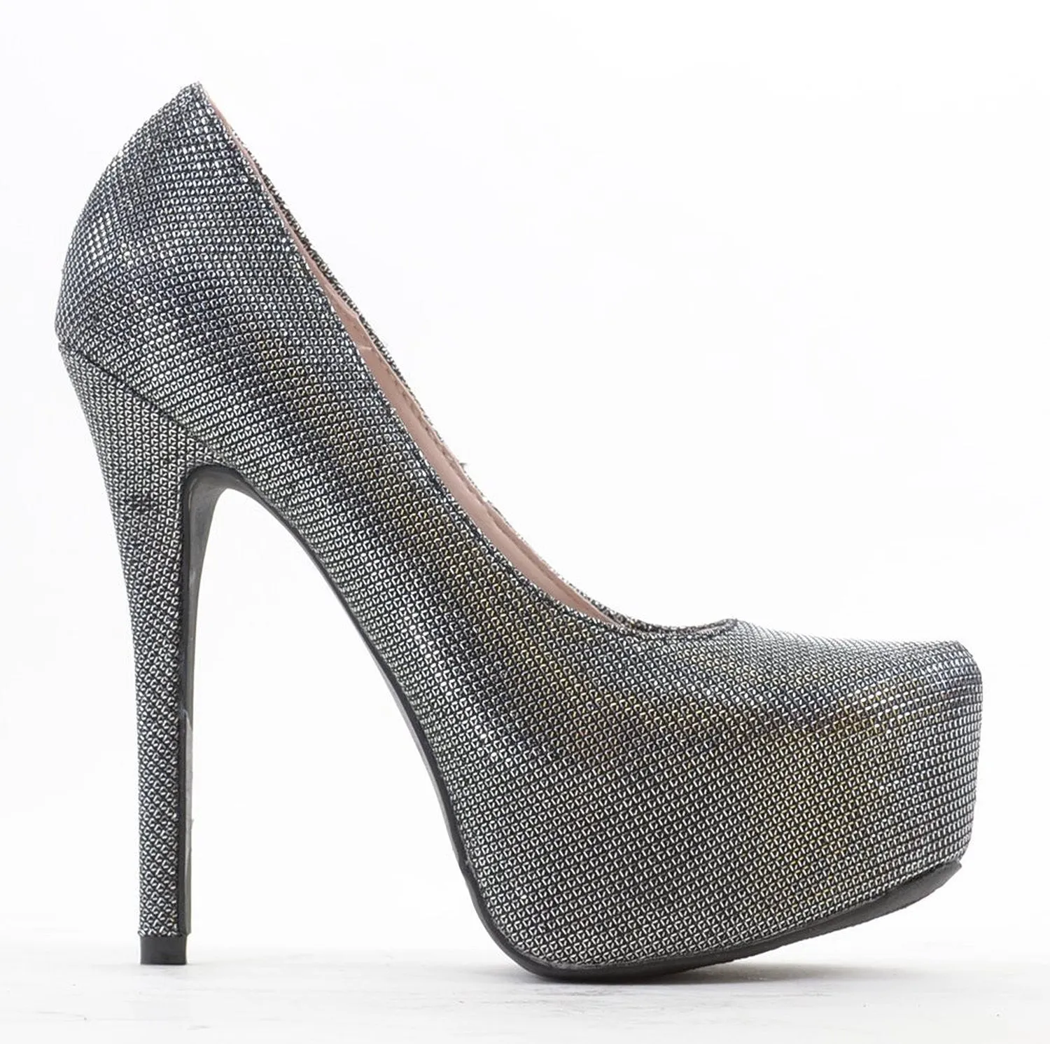 Black Sparkle Almond Toe Platform Pumps Nelson-16