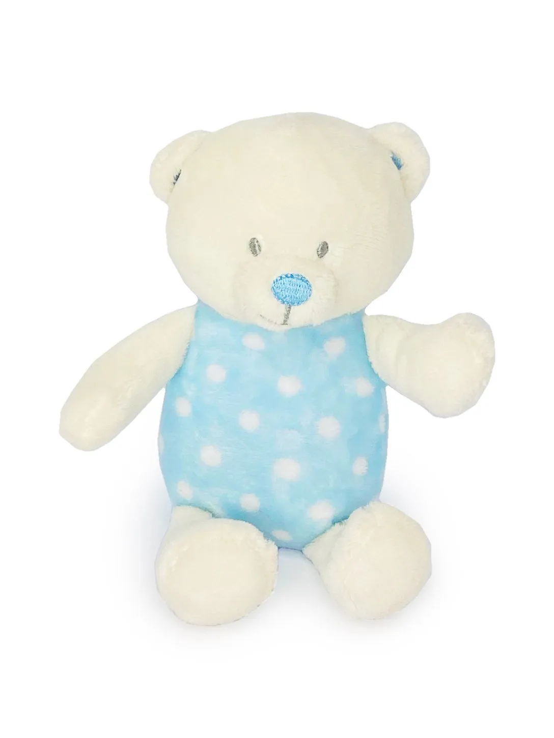 Blue Polkadot Bear Rattle Toy