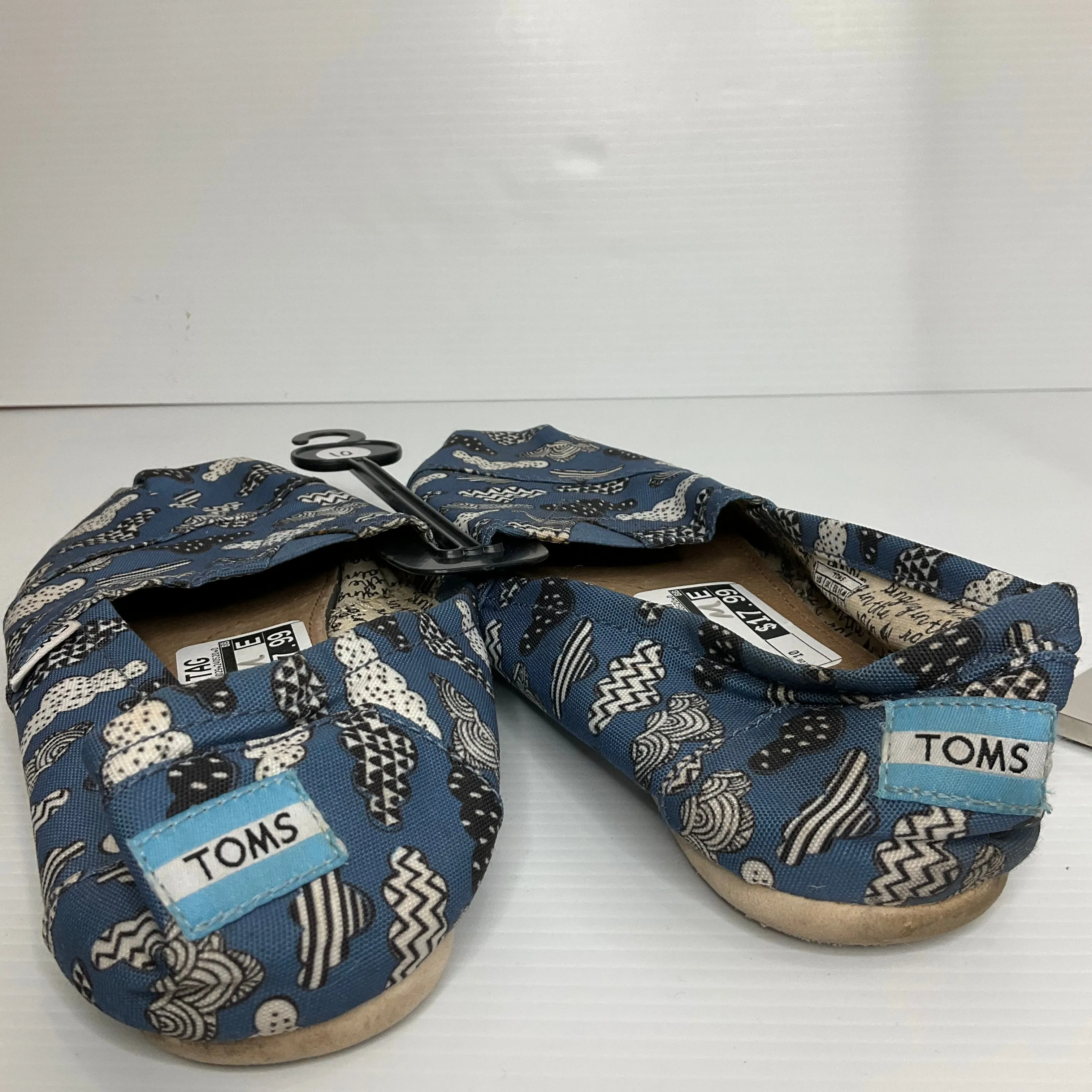 Blue Shoes Flats Toms, Size 10