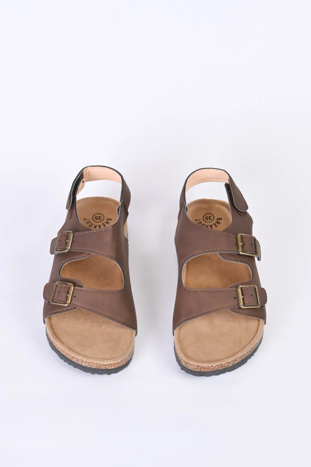 BOYS BUCKLED LEATHER SANDALS