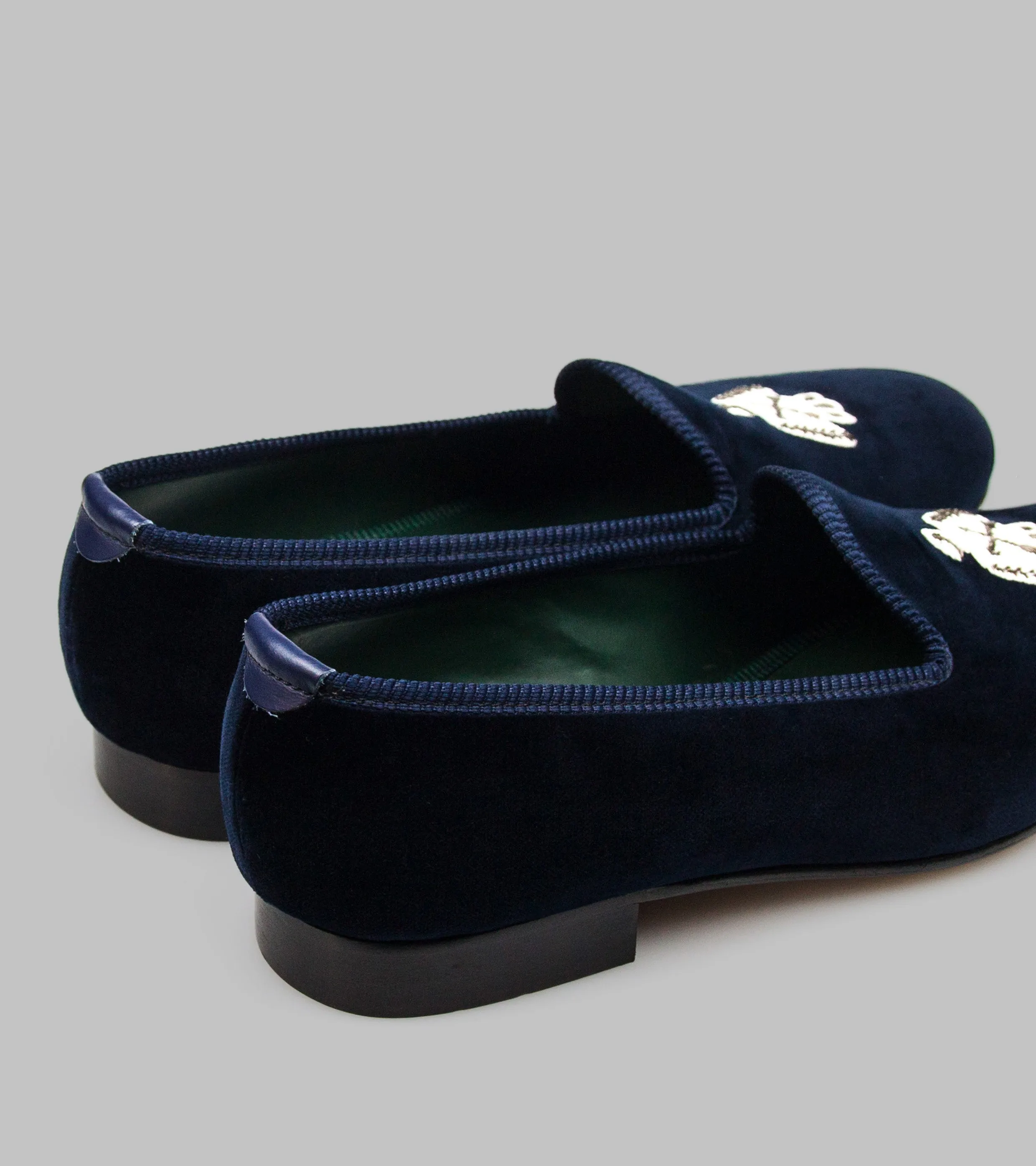 Bryceland's x Bowhill & Elliott Velvet Slippers Navy