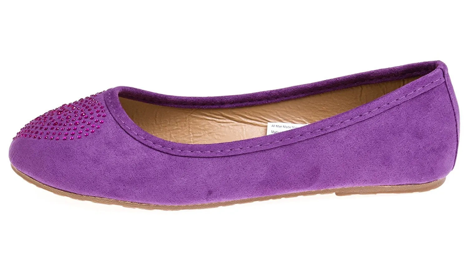 Chatties Girls Microsuede Ballet Flats With Heart Rhinestone Size 12/13 - Purple/Fuchsia