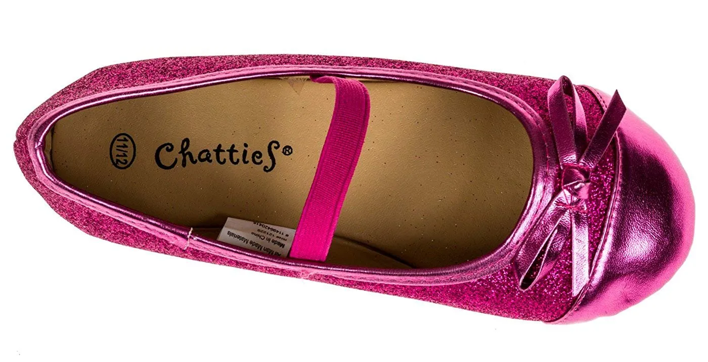 Chatties Toddler Girls Fine Glitter Ballet Flats Size 5/6 - Fuchsia