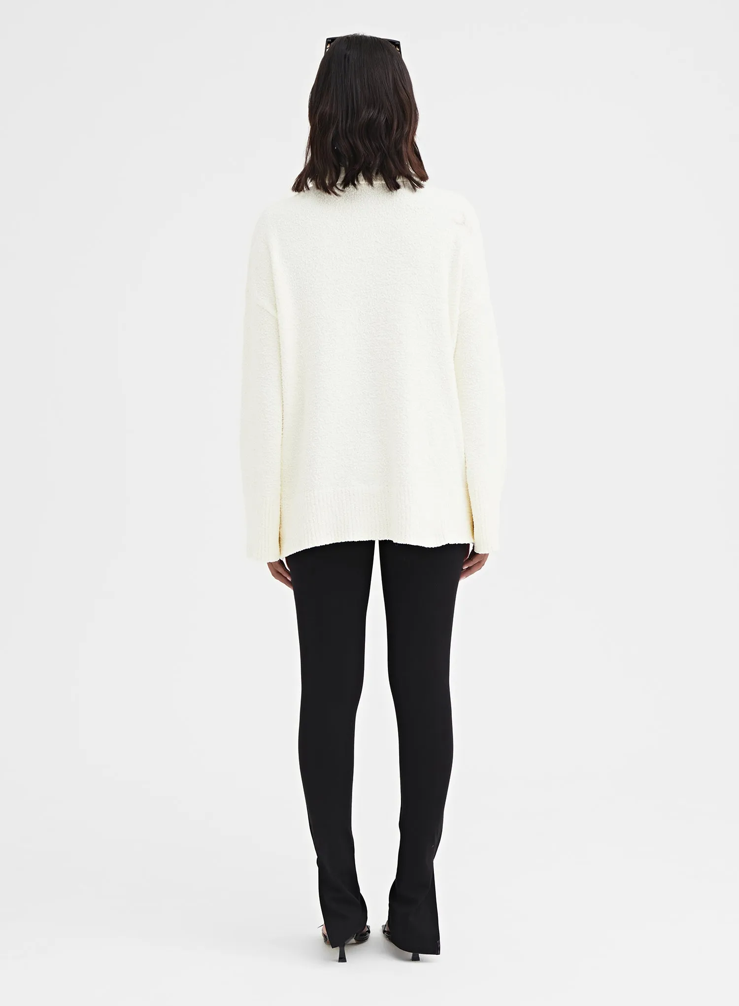 Cream Roll Neck Boucle Knit Jumper - Amal