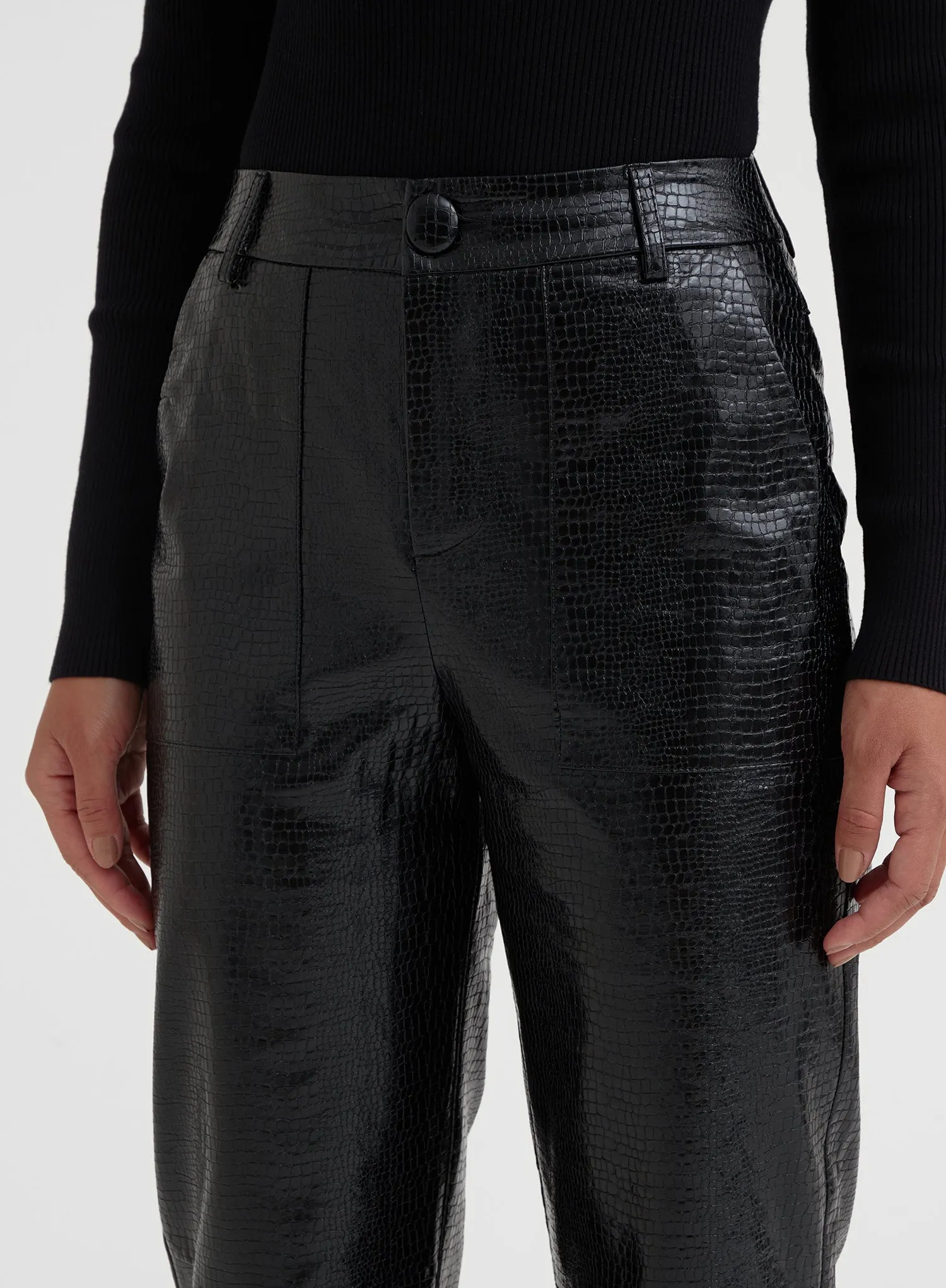 Croc Straight Leg Trousers Black - Wilcox