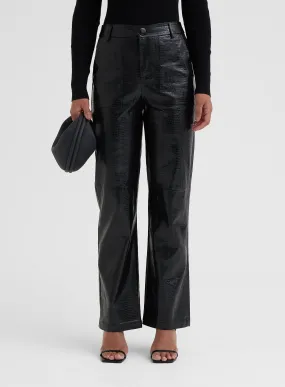 Croc Straight Leg Trousers Black - Wilcox