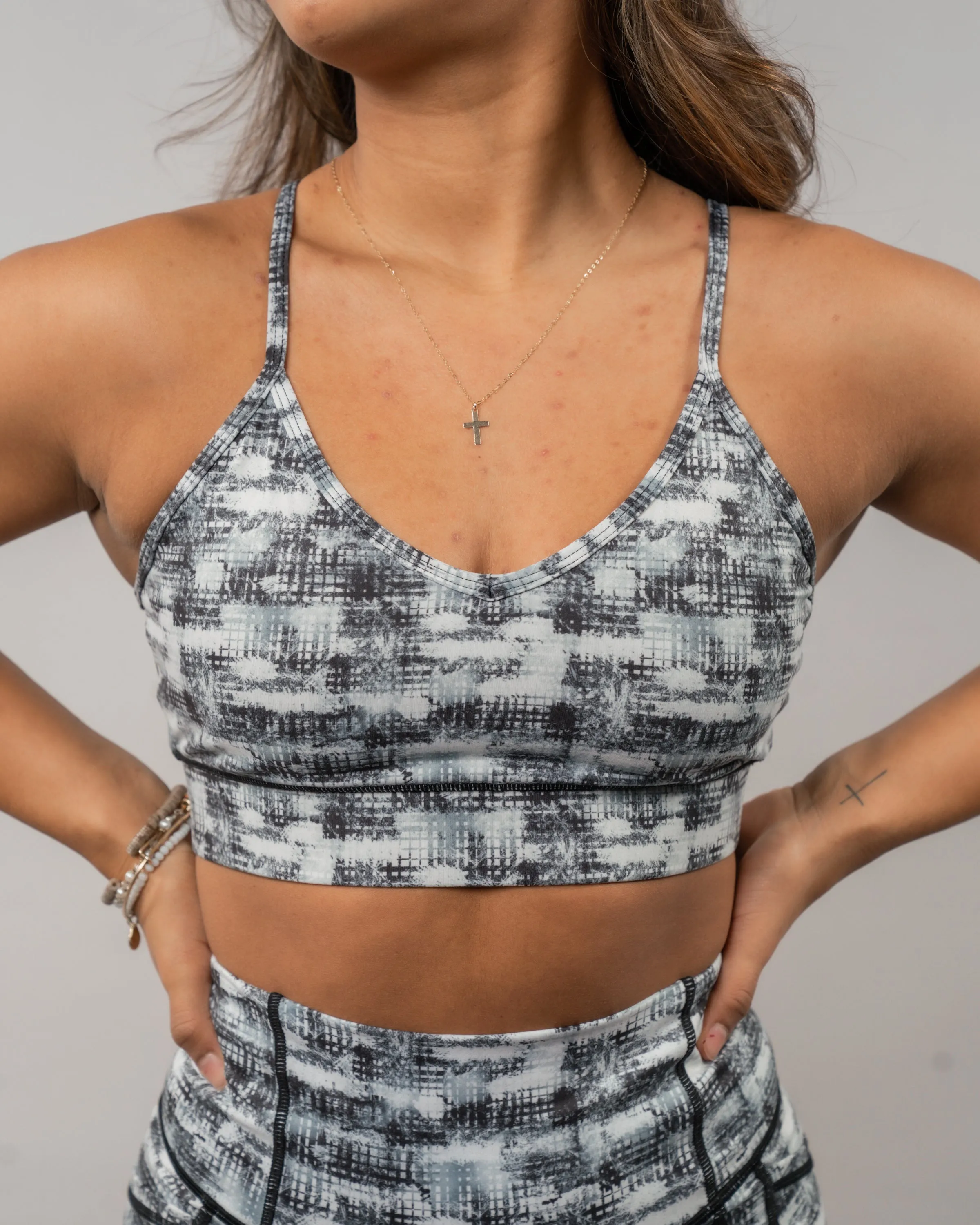 Devine Mesh Sports Bra - Digital Plaid