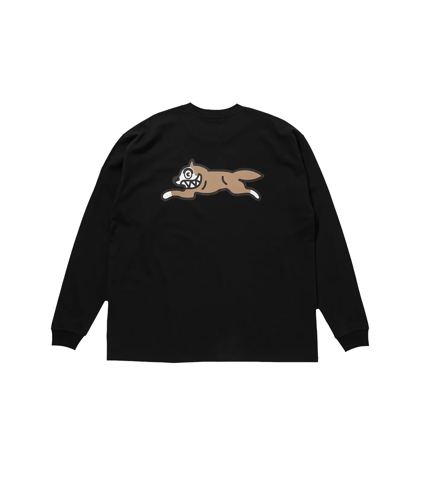 EMBROIDERED RUNNING DOG L/S T-SHIRT - BLACK