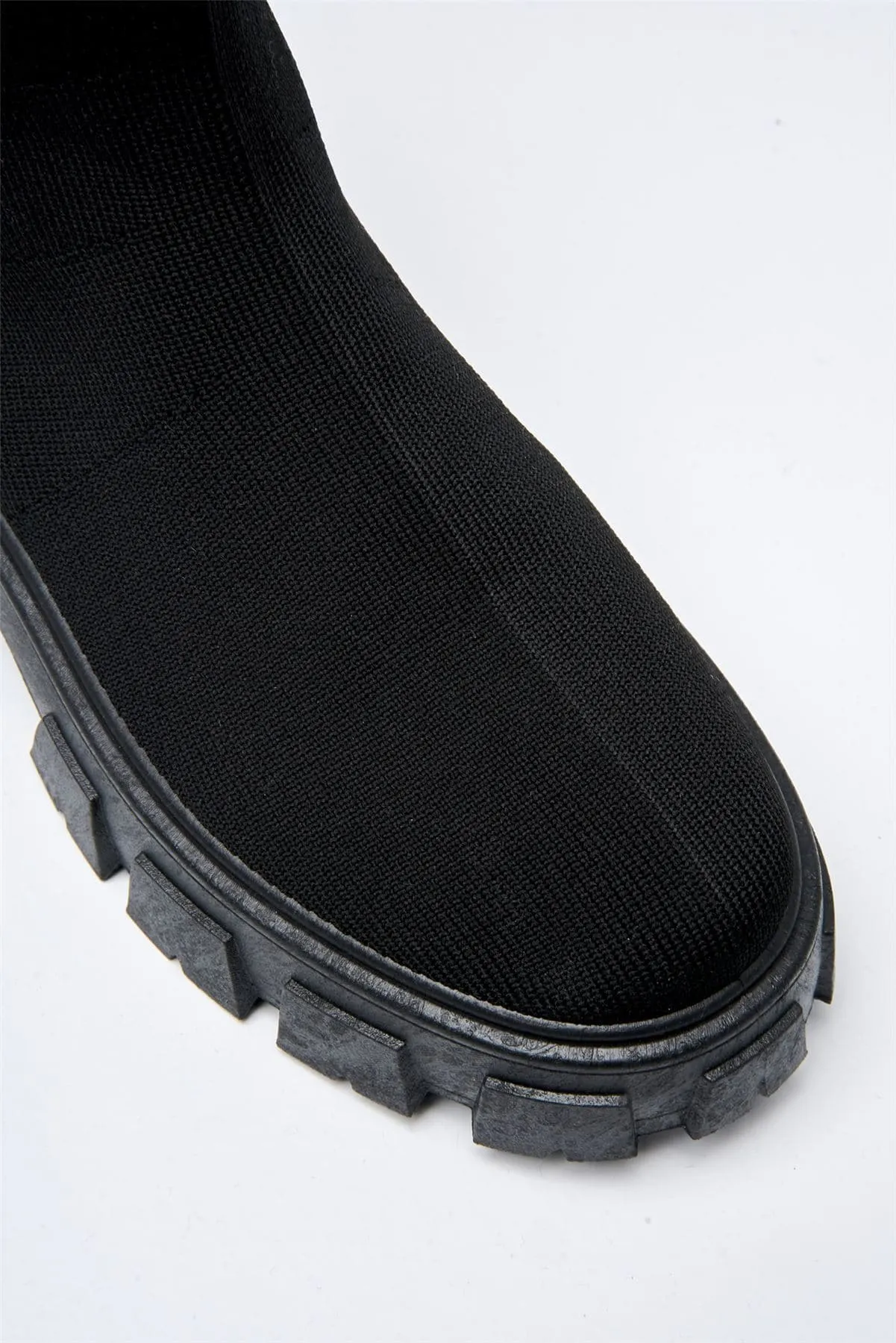 Enid Chunky Sock Boot in Black