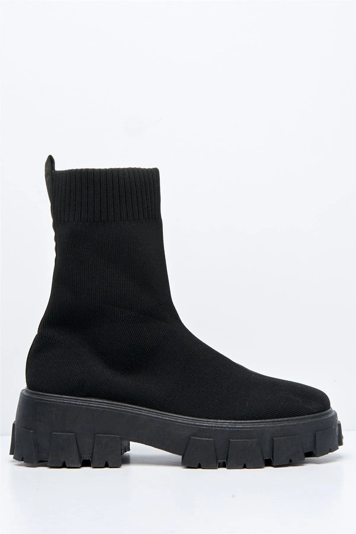 Enid Chunky Sock Boot in Black