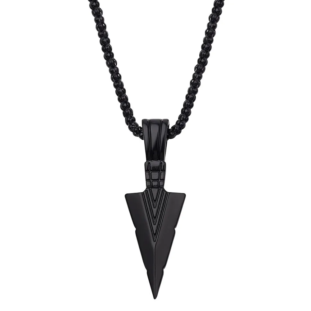 Fashion Arrow Necklace for Men - Black Metal Punk POP Cross Pendant Necklace - A Trendy Simple Fashion Accessory.