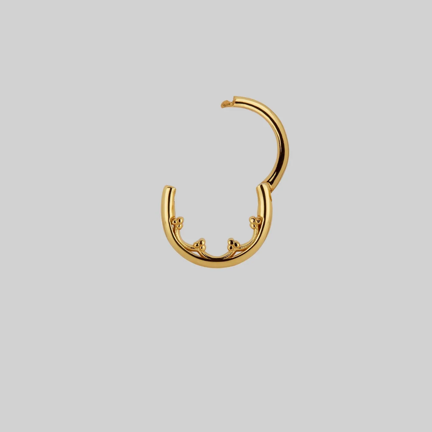 FOREBODE. Gothic Tracery Septum Clicker Ring - Gold