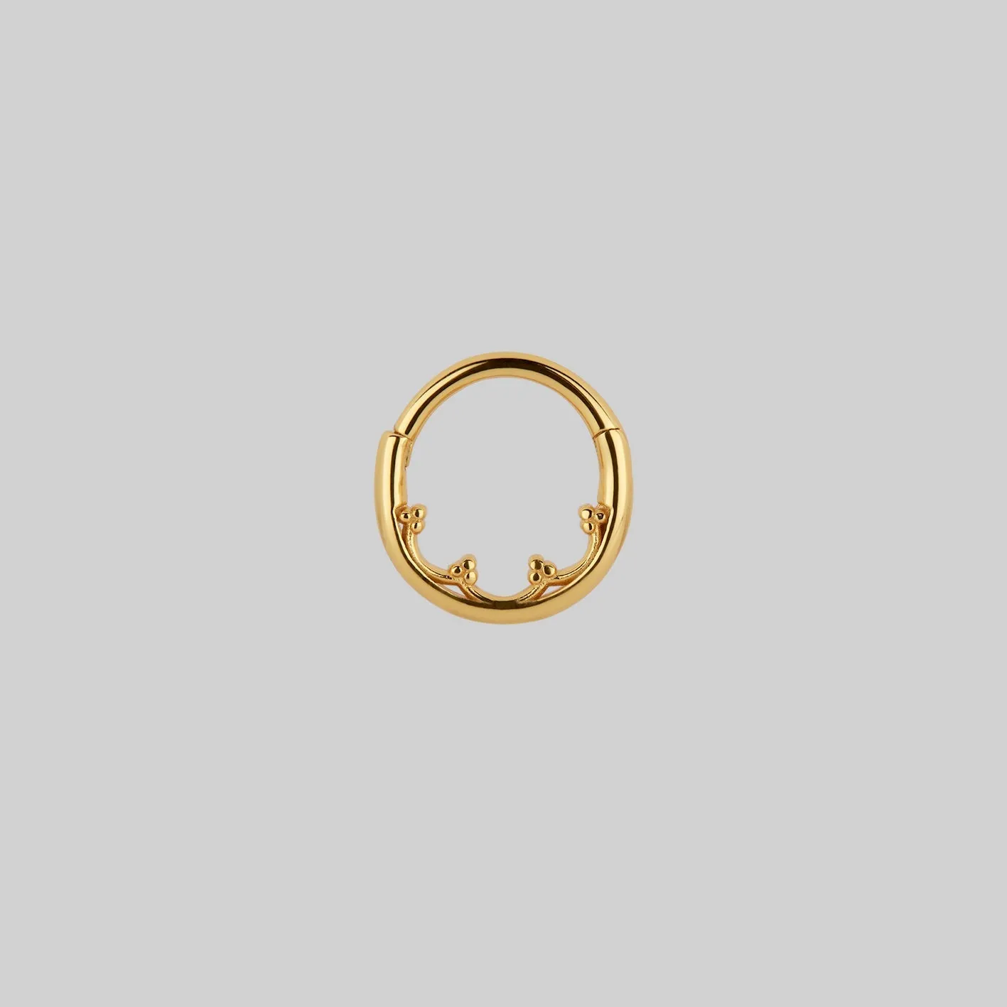 FOREBODE. Gothic Tracery Septum Clicker Ring - Gold