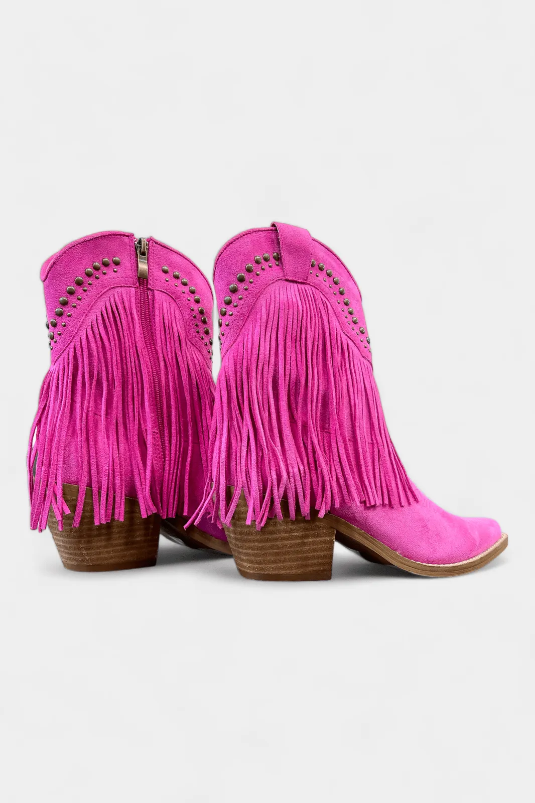 Fuchsia Western Fringe Short Boots