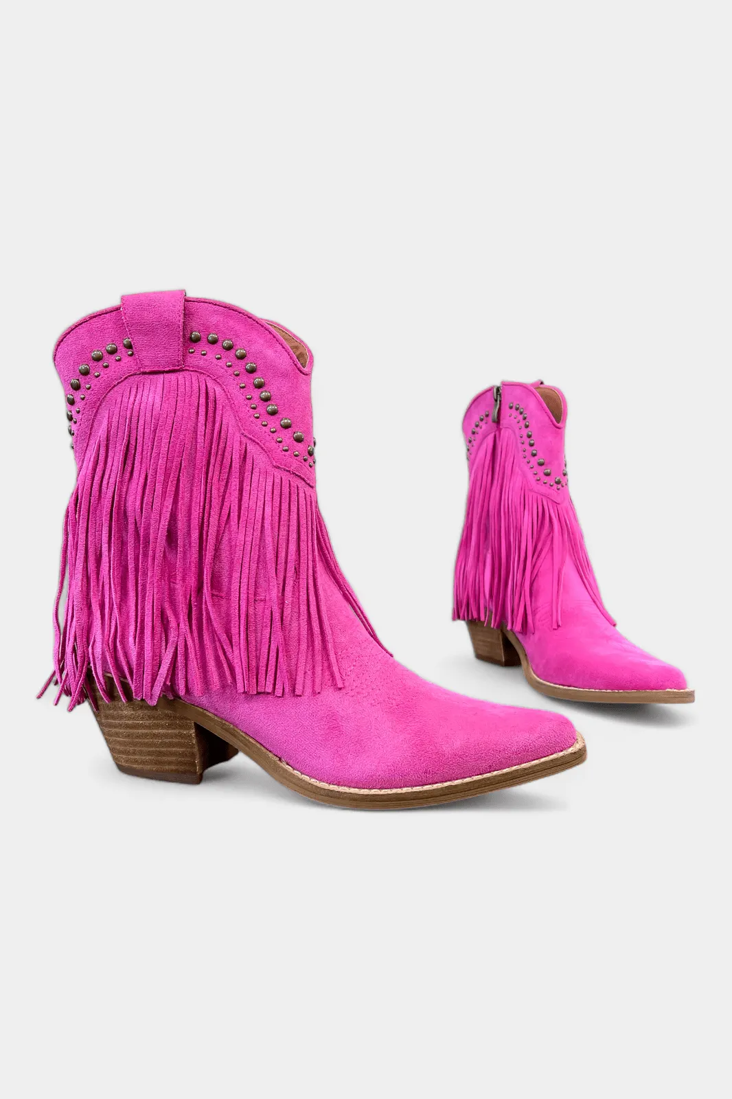 Fuchsia Western Fringe Short Boots