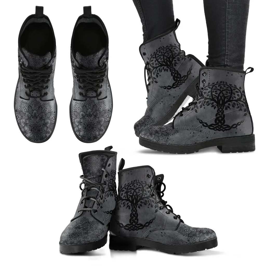 Grey Tree Of Life Handcrafted Boots