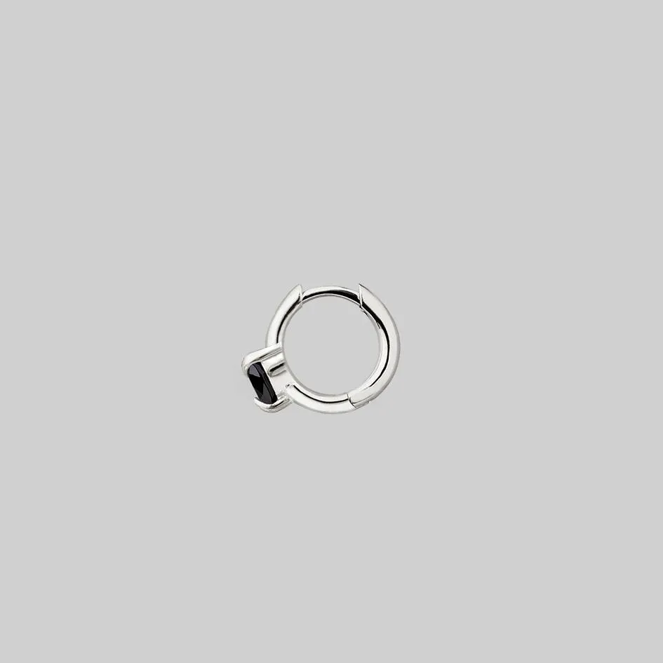 HEART & SOUL. Black Spinel Heart Clicker Ring - Silver