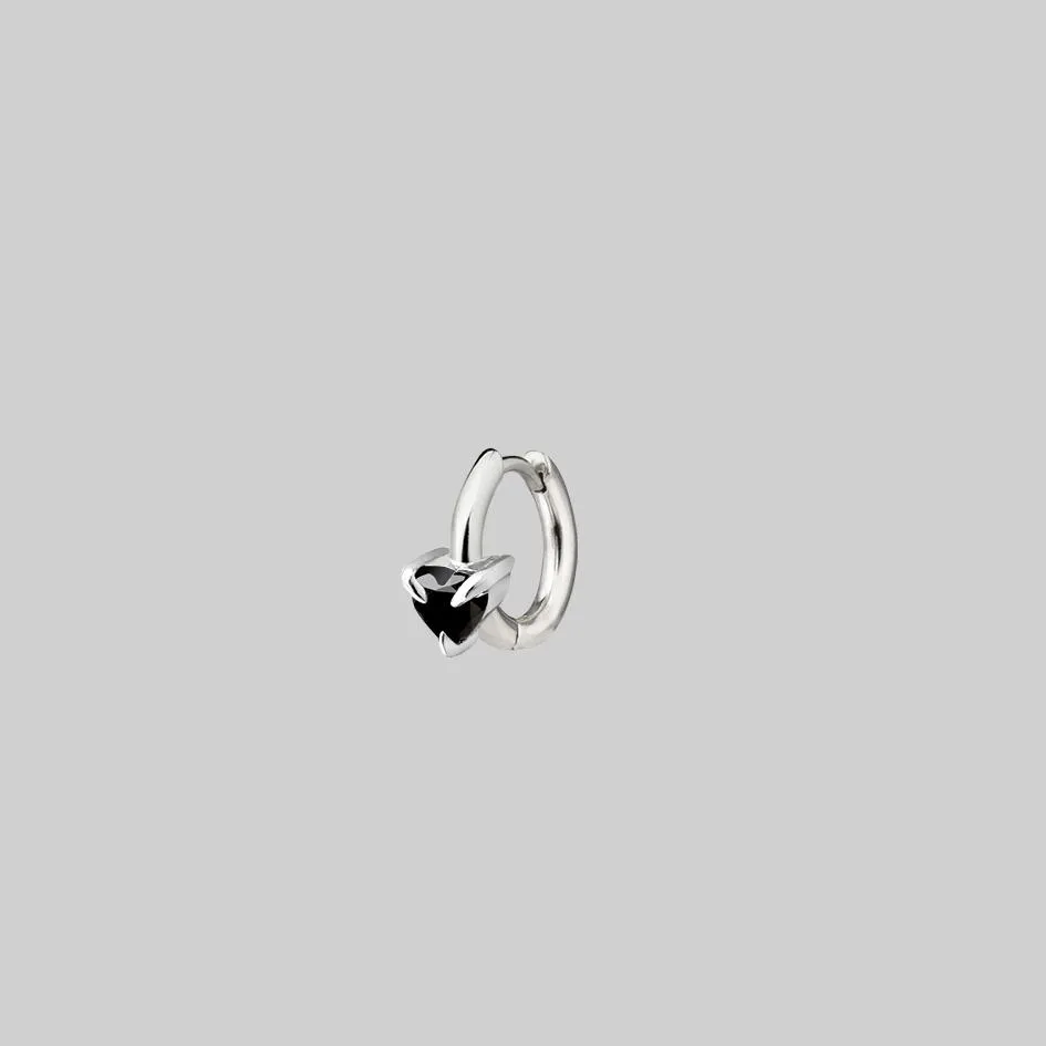 HEART & SOUL. Black Spinel Heart Clicker Ring - Silver