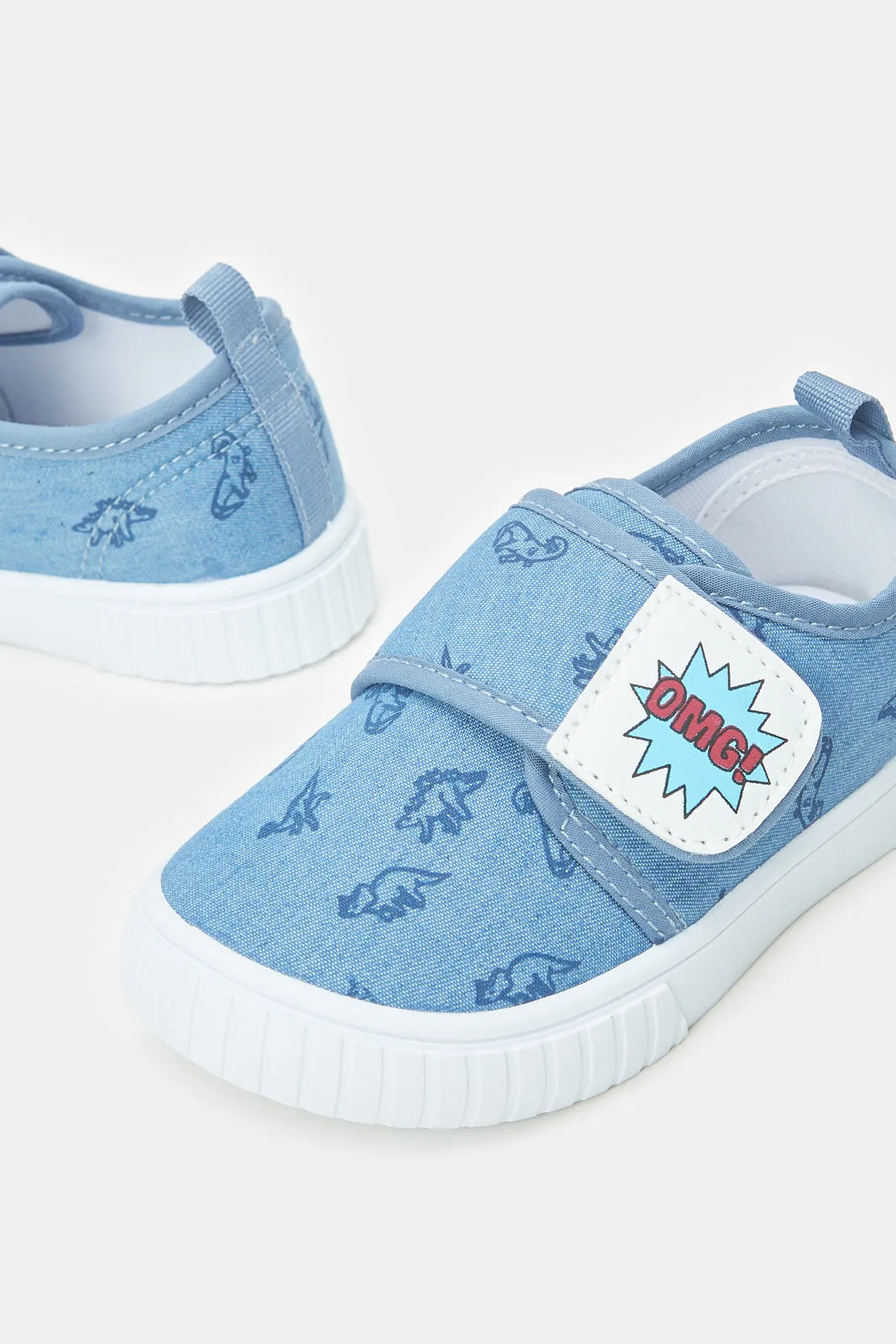 Infant Boys Blue Denim Printed Pump