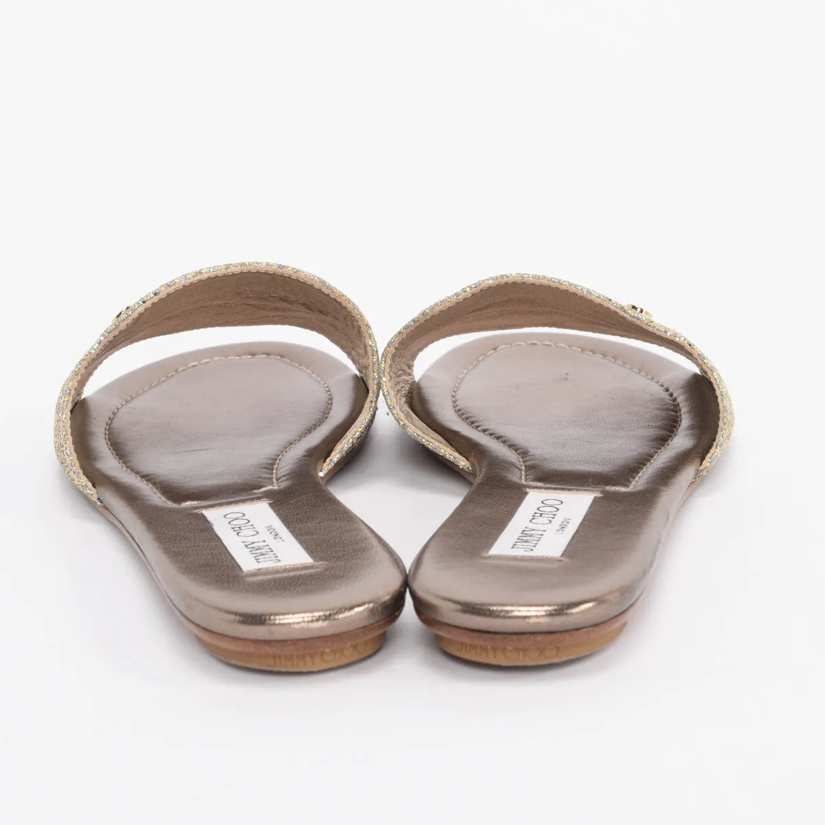 Jimmy Choo Champagne Lame Nanda Slides 40